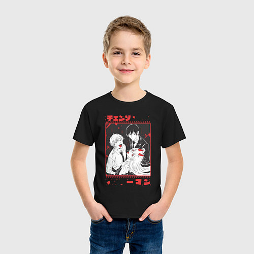 Детская футболка Человек-бензопила Денджи Пауэр Аки Хаякава / Черный – фото 3