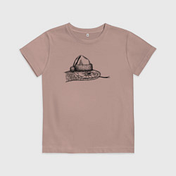 Футболка хлопковая детская Змей новогодний, цвет: пыльно-розовый