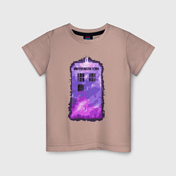 Футболка хлопковая детская Violet tardis, цвет: пыльно-розовый