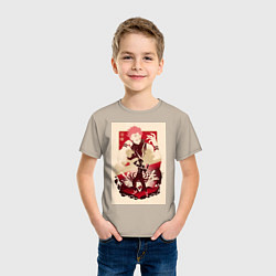 Футболка хлопковая детская Магическая битва Сукуна Рёмэн король арт, цвет: миндальный — фото 2