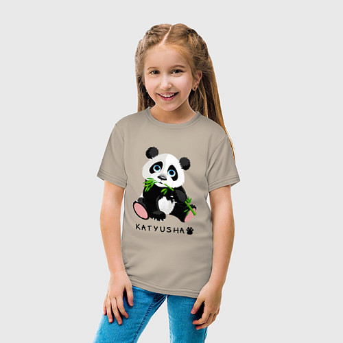 Детская футболка Панда Катюша с бамбуком / Миндальный – фото 4
