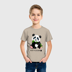 Футболка хлопковая детская Панда Катюша с бамбуком, цвет: миндальный — фото 2