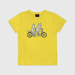 Футболка хлопковая детская Котята на велике, цвет: желтый