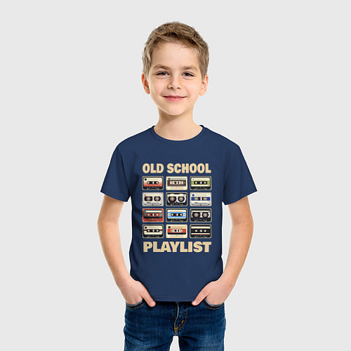 Детская футболка Плейлист старой школы / Тёмно-синий – фото 3