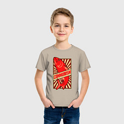 Футболка хлопковая детская Рыбный коммунизм, цвет: миндальный — фото 2