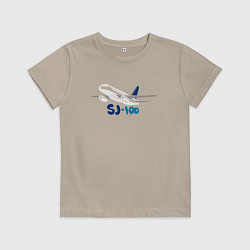 Футболка хлопковая детская Сухой Суперджет 100 цветной с надписью, цвет: миндальный