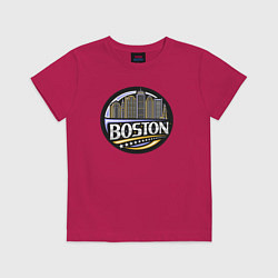 Футболка хлопковая детская Boston - USA, цвет: маджента