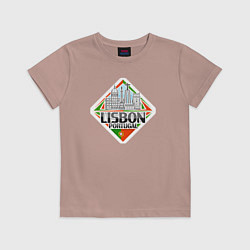 Футболка хлопковая детская Португалия Лиссабон, цвет: пыльно-розовый