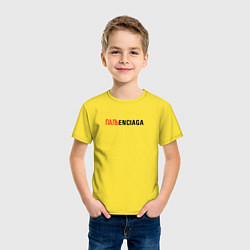 Футболка хлопковая детская Пальenciaga, цвет: желтый — фото 2