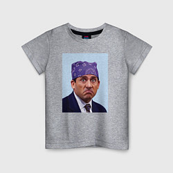 Футболка хлопковая детская Michael Scott - Prison mike the office meme, цвет: меланж