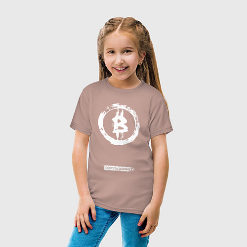 Детская футболка Биткоин белый - криптовалюта / Пыльно-розовый – фото 4