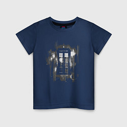 Футболка хлопковая детская Tardis grey, цвет: тёмно-синий