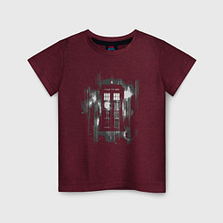 Футболка хлопковая детская Tardis grey, цвет: меланж-бордовый