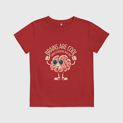 Футболка хлопковая детская Мозги - это круто, цвет: красный