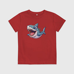 Футболка хлопковая детская Позитивная акула, цвет: красный