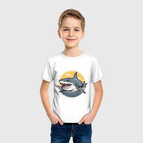 Детская футболка Акула в кругу / Белый – фото 3