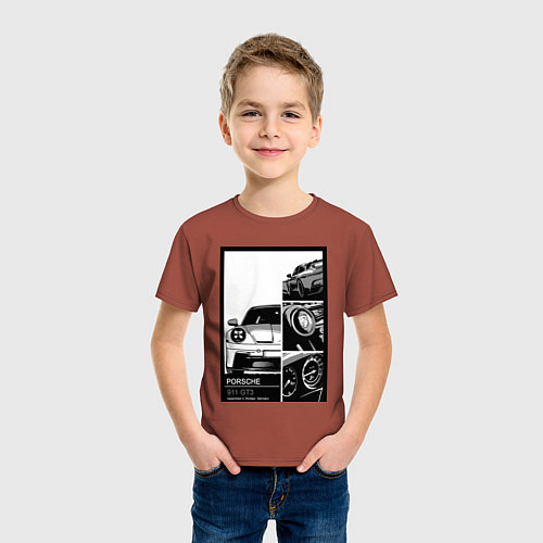 Детская футболка Porsche 911 автомобиль / Кирпичный – фото 3