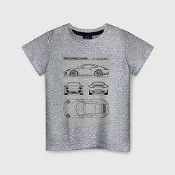 Футболка хлопковая детская Porsche 911 гоночный автомобиль, цвет: меланж
