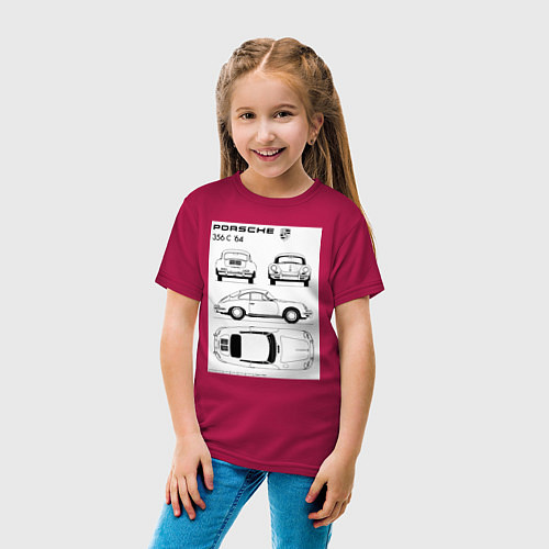 Детская футболка Машина Porsche / Маджента – фото 4