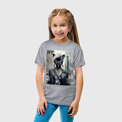 Футболка хлопковая детская Молодая пантера - модница из Нью-Йорка, цвет: меланж — фото 2