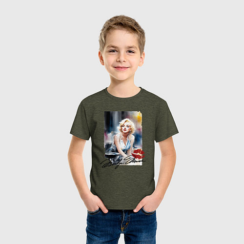 Детская футболка Мэрилин Монро - звезда / Меланж-хаки – фото 3