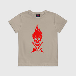 Футболка хлопковая детская Rock красный череп, цвет: миндальный