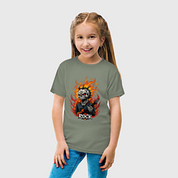 Футболка хлопковая детская Скелет рок музыкант, цвет: авокадо — фото 2