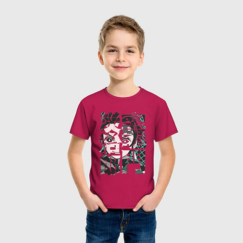 Детская футболка Тандзиро иероглифы Клинок рассекающий демонов / Маджента – фото 3