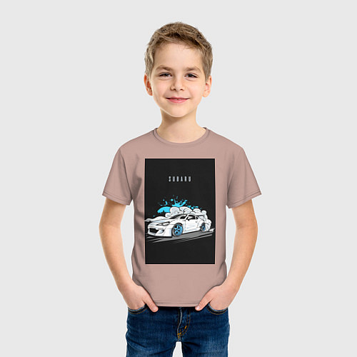 Детская футболка Subaru авто / Пыльно-розовый – фото 3