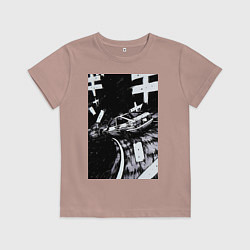Футболка хлопковая детская Гонки манга, цвет: пыльно-розовый
