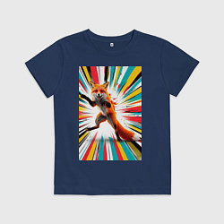 Футболка хлопковая детская Лиса на вечеринке, цвет: тёмно-синий