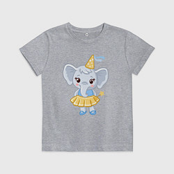 Футболка хлопковая детская Слоник фея, цвет: меланж