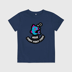 Футболка хлопковая детская Здесь рыбно, цвет: тёмно-синий