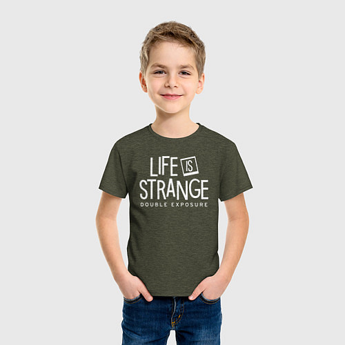 Детская футболка Life is strange double exposure logo / Меланж-хаки – фото 3
