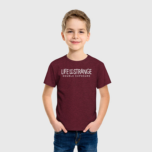 Детская футболка Life is strange double exposure logotypе / Меланж-бордовый – фото 3