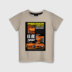 Футболка хлопковая детская Nissan Silvia авто, цвет: миндальный