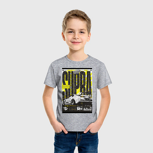 Детская футболка Toyota Supra авто / Меланж – фото 3