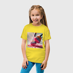 Футболка хлопковая детская Розовый макияжный вихрь, цвет: желтый — фото 2