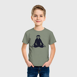 Футболка хлопковая детская Yoga monkey, цвет: авокадо — фото 2