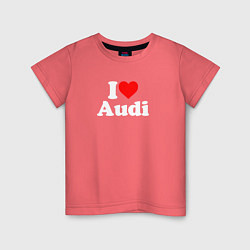 Футболка хлопковая детская I love Audi, цвет: коралловый