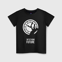 Футболка хлопковая детская Back to the future clocks, цвет: черный