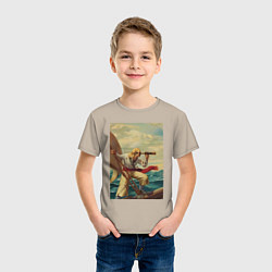 Футболка хлопковая детская Моряк и подзорная труба, цвет: миндальный — фото 2