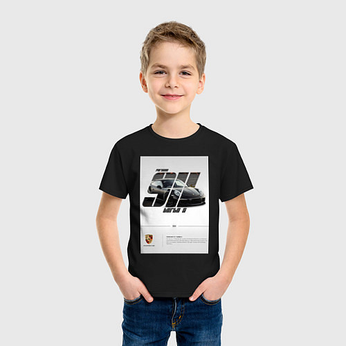 Детская футболка Porsche 911 стильный автомобиль / Черный – фото 3