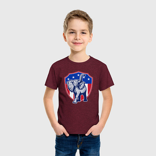 Детская футболка Elephant USA / Меланж-бордовый – фото 3