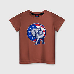 Футболка хлопковая детская USA elephant, цвет: кирпичный