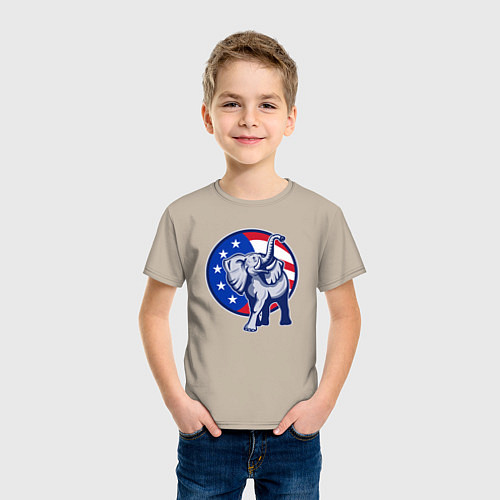 Детская футболка USA elephant / Миндальный – фото 3