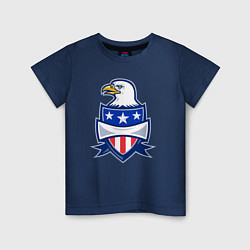 Футболка хлопковая детская Орёл и американский щит, цвет: тёмно-синий