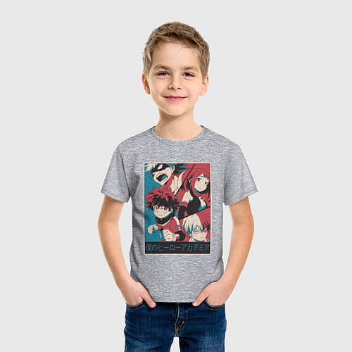 Детская футболка Моя геройская академия Деку Каччан Урарака Шото / Меланж – фото 3