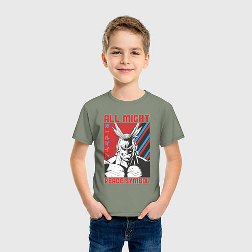 Детская футболка Моя геройская академия All Might pease symbol / Авокадо – фото 3