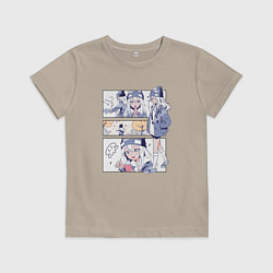 Футболка хлопковая детская Ноно-тан Медуза не умеет плавать в ночи, цвет: миндальный